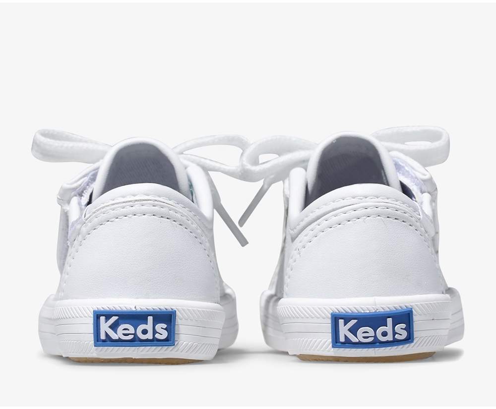 Πανινα Παπουτσια Παιδικα - Keds Kickstart Jr. Δερματινα - Λευκα - ZMWAK2739